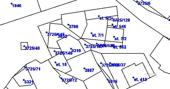 Parcela st. 3725/147 v KÚ Nikolčice, Katastrální mapa