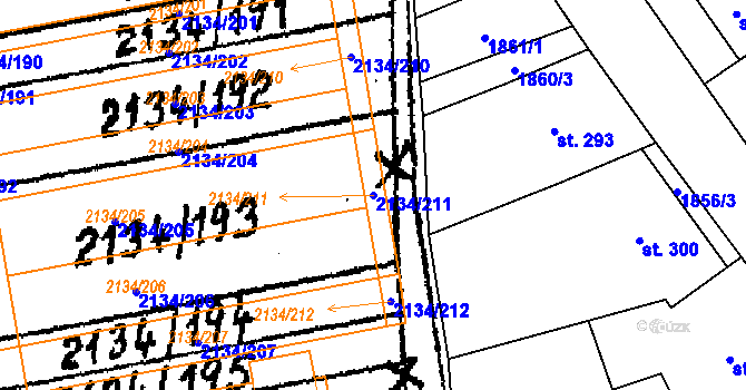 Parcela st. 2134/211 v KÚ Nikolčice, Katastrální mapa