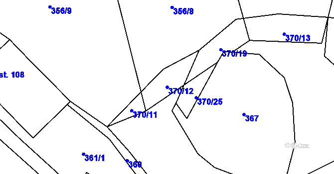 Parcela st. 370/12 v KÚ Níkovice, Katastrální mapa