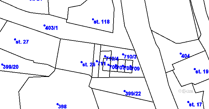 Parcela st. 25/1 v KÚ Niměřice, Katastrální mapa
