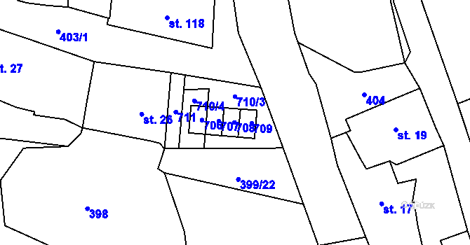 Parcela st. 25/4 v KÚ Niměřice, Katastrální mapa