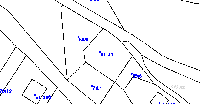 Parcela st. 31 v KÚ Niměřice, Katastrální mapa