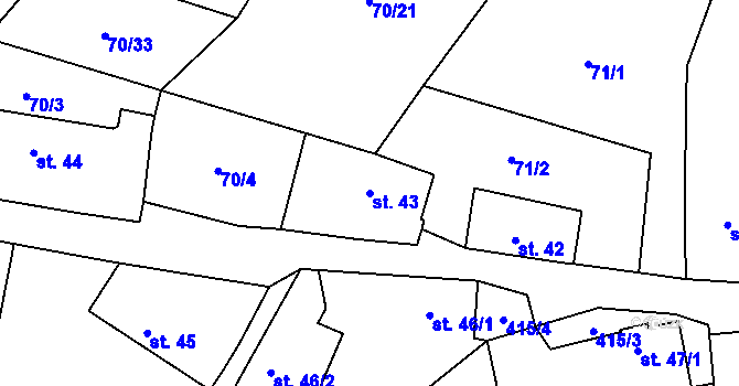 Parcela st. 43 v KÚ Niměřice, Katastrální mapa