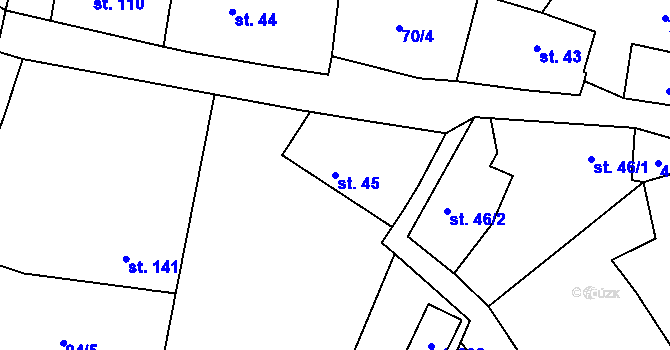 Parcela st. 45 v KÚ Niměřice, Katastrální mapa