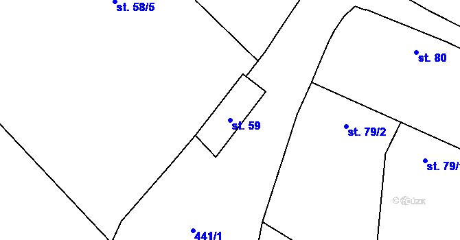 Parcela st. 59 v KÚ Niměřice, Katastrální mapa