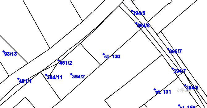 Parcela st. 130 v KÚ Niměřice, Katastrální mapa