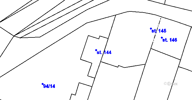 Parcela st. 144 v KÚ Niměřice, Katastrální mapa
