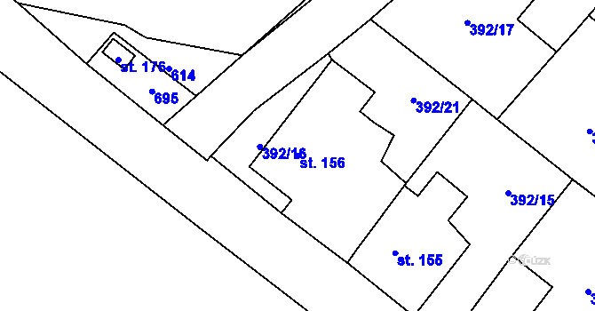 Parcela st. 156 v KÚ Niměřice, Katastrální mapa