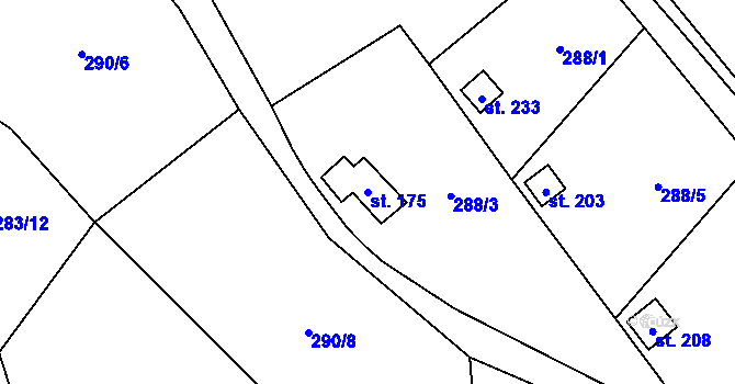 Parcela st. 175 v KÚ Niměřice, Katastrální mapa