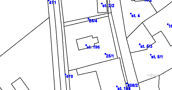 Parcela st. 196 v KÚ Niměřice, Katastrální mapa