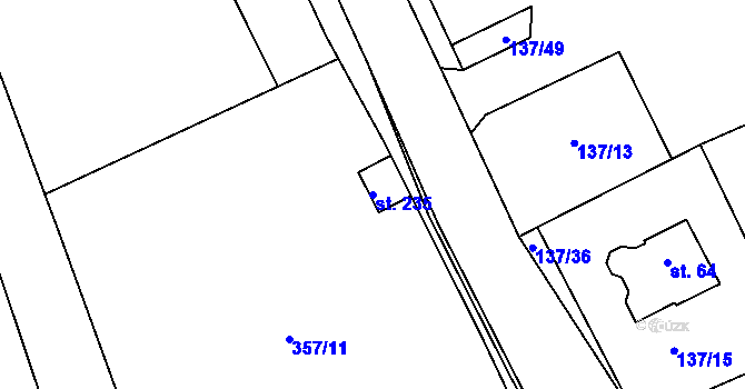 Parcela st. 235 v KÚ Niměřice, Katastrální mapa