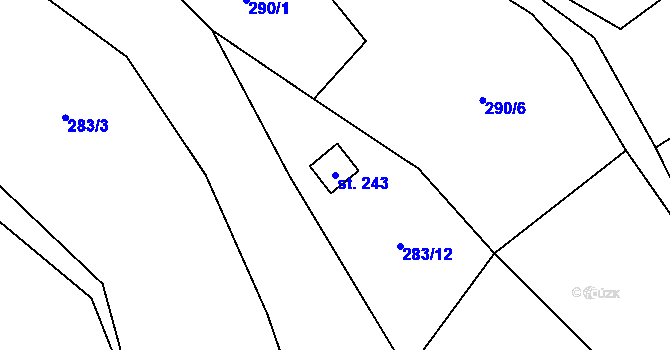 Parcela st. 243 v KÚ Niměřice, Katastrální mapa