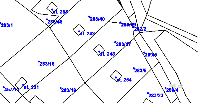 Parcela st. 248 v KÚ Niměřice, Katastrální mapa