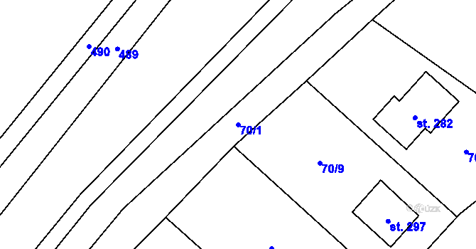 Parcela st. 70/1 v KÚ Niměřice, Katastrální mapa