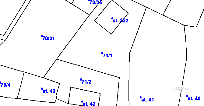 Parcela st. 71/1 v KÚ Niměřice, Katastrální mapa
