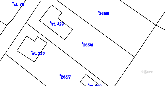 Parcela st. 265/8 v KÚ Niměřice, Katastrální mapa