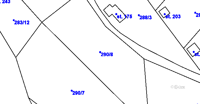 Parcela st. 290/8 v KÚ Niměřice, Katastrální mapa