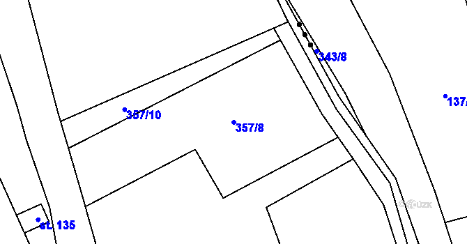 Parcela st. 357/8 v KÚ Niměřice, Katastrální mapa