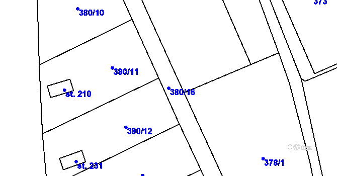Parcela st. 380/16 v KÚ Niměřice, Katastrální mapa