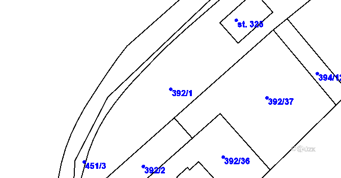 Parcela st. 392/1 v KÚ Niměřice, Katastrální mapa