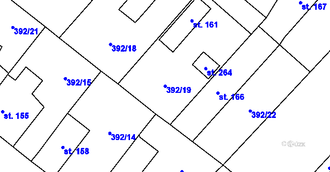 Parcela st. 392/19 v KÚ Niměřice, Katastrální mapa
