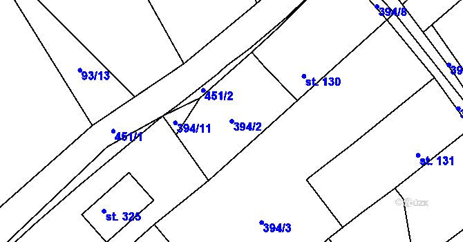 Parcela st. 394/2 v KÚ Niměřice, Katastrální mapa