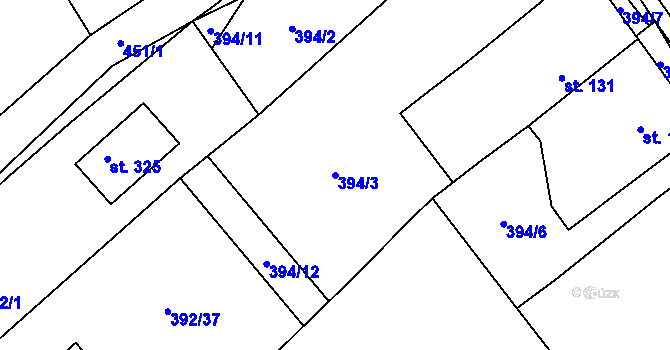 Parcela st. 394/3 v KÚ Niměřice, Katastrální mapa