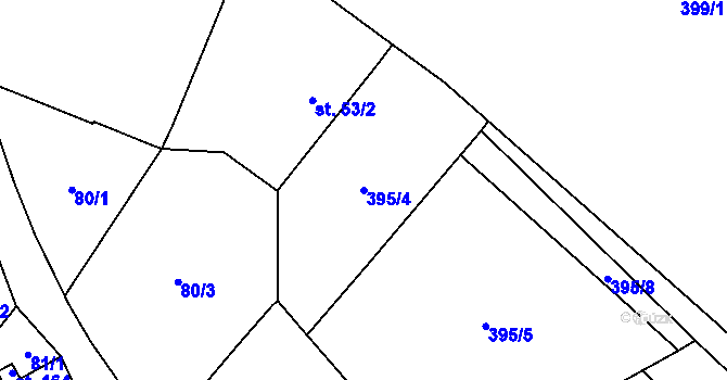 Parcela st. 395/4 v KÚ Niměřice, Katastrální mapa