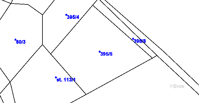 Parcela st. 395/5 v KÚ Niměřice, Katastrální mapa