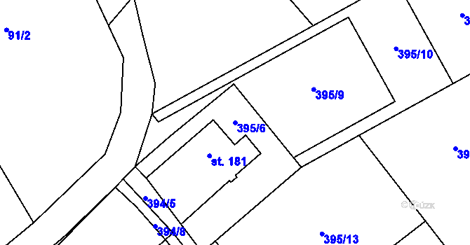 Parcela st. 395/6 v KÚ Niměřice, Katastrální mapa