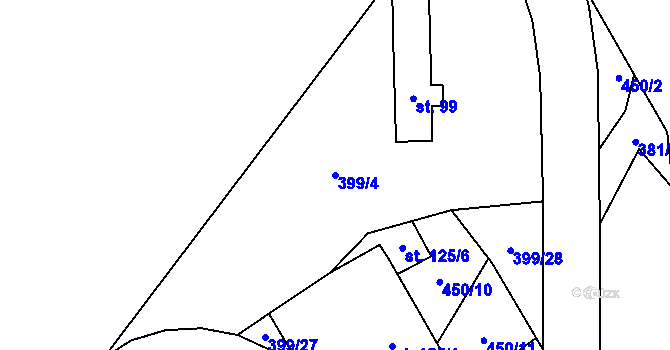 Parcela st. 399/4 v KÚ Niměřice, Katastrální mapa