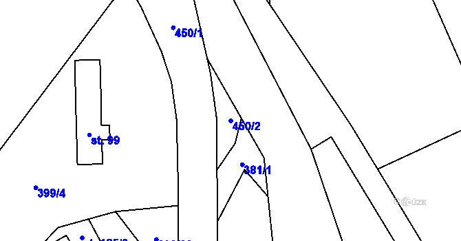 Parcela st. 450/2 v KÚ Niměřice, Katastrální mapa