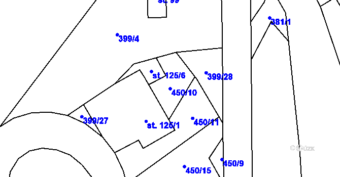 Parcela st. 450/10 v KÚ Niměřice, Katastrální mapa