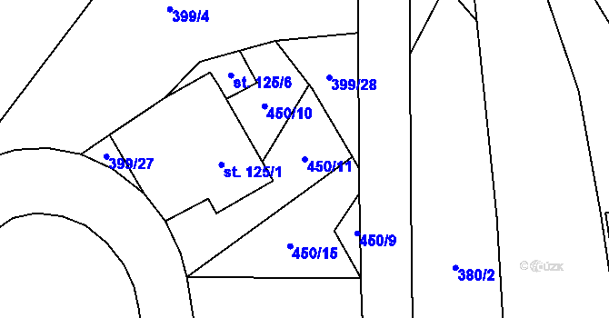 Parcela st. 450/11 v KÚ Niměřice, Katastrální mapa