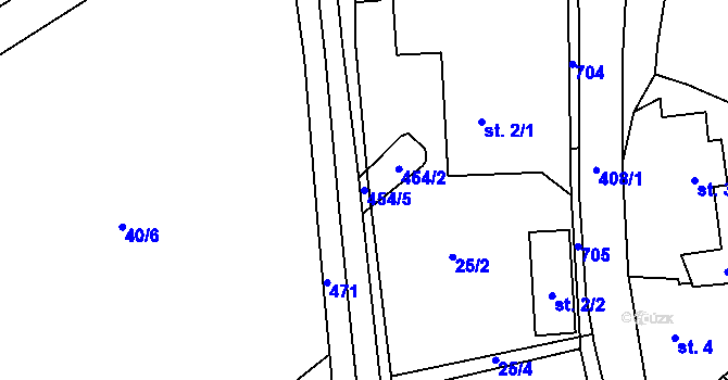 Parcela st. 454/5 v KÚ Niměřice, Katastrální mapa