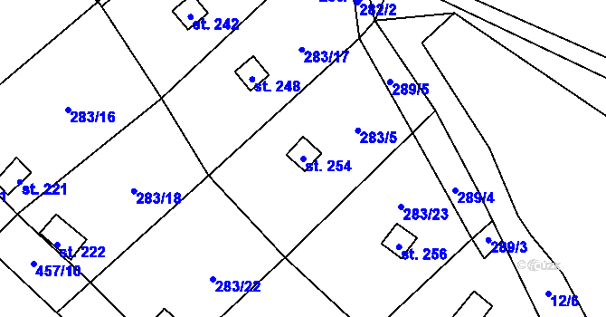 Parcela st. 254 v KÚ Niměřice, Katastrální mapa