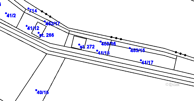 Parcela st. 41/15 v KÚ Niměřice, Katastrální mapa