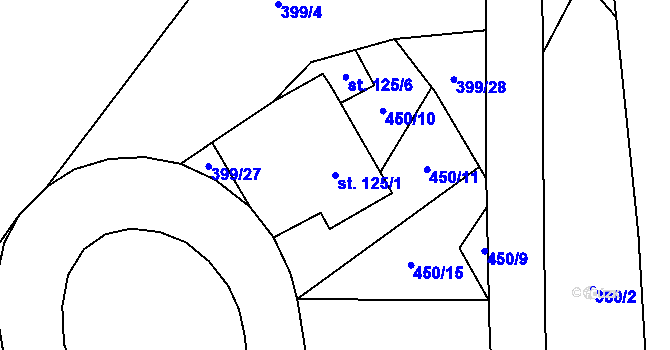 Parcela st. 125/1 v KÚ Niměřice, Katastrální mapa