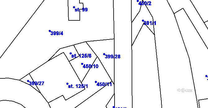Parcela st. 399/28 v KÚ Niměřice, Katastrální mapa
