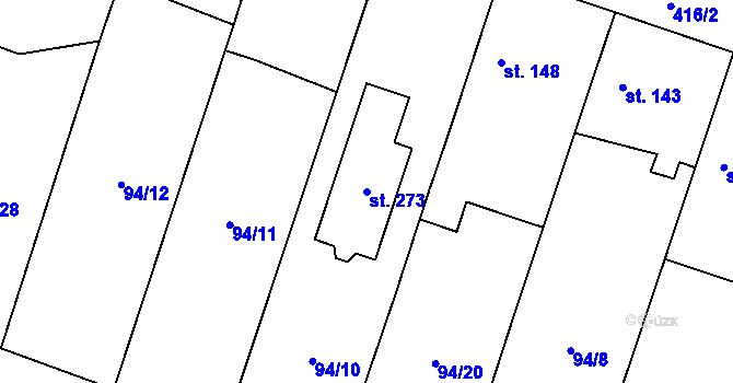 Parcela st. 273 v KÚ Niměřice, Katastrální mapa