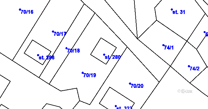 Parcela st. 280 v KÚ Niměřice, Katastrální mapa