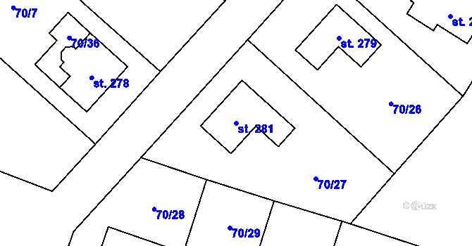 Parcela st. 281 v KÚ Niměřice, Katastrální mapa