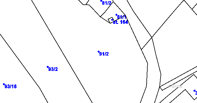Parcela st. 91/2 v KÚ Niměřice, Katastrální mapa
