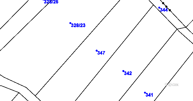 Parcela st. 347 v KÚ Niměřice, Katastrální mapa