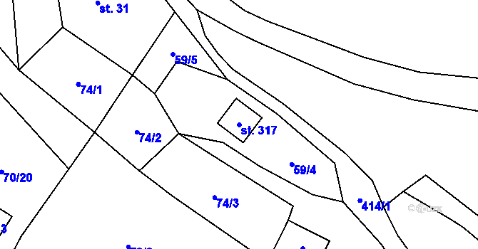 Parcela st. 317 v KÚ Niměřice, Katastrální mapa