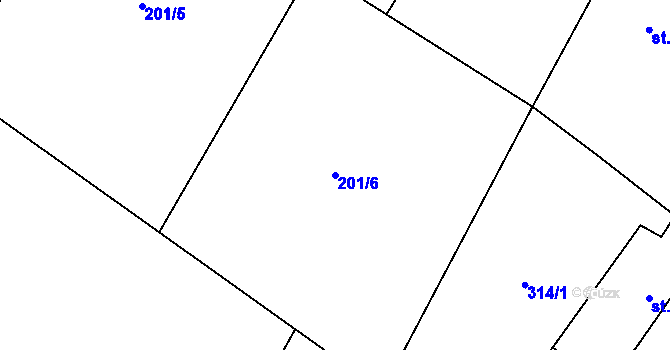 Parcela st. 201/6 v KÚ Niměřice, Katastrální mapa