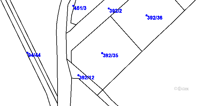 Parcela st. 392/35 v KÚ Niměřice, Katastrální mapa