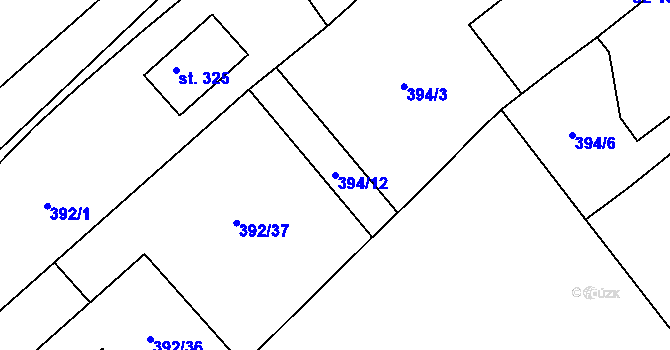 Parcela st. 394/12 v KÚ Niměřice, Katastrální mapa