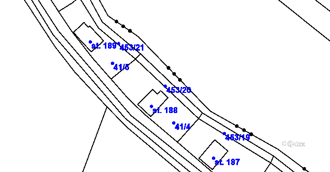 Parcela st. 453/20 v KÚ Niměřice, Katastrální mapa