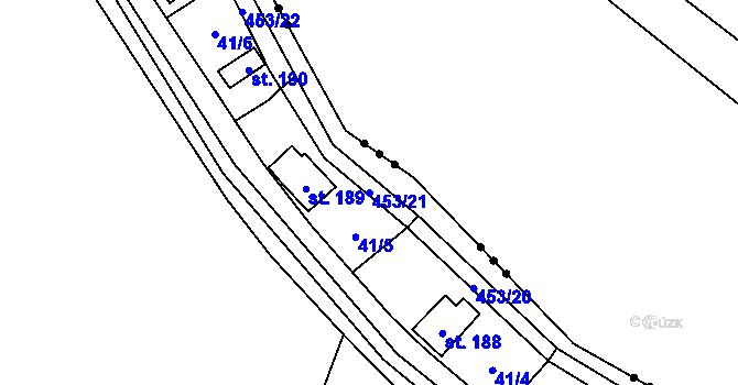 Parcela st. 453/21 v KÚ Niměřice, Katastrální mapa